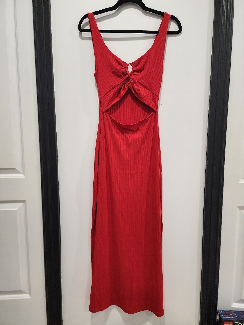 L*Space Camille Ribbed Cutout Maxi Dress Flame Red Size Large - Picture 12 of 17